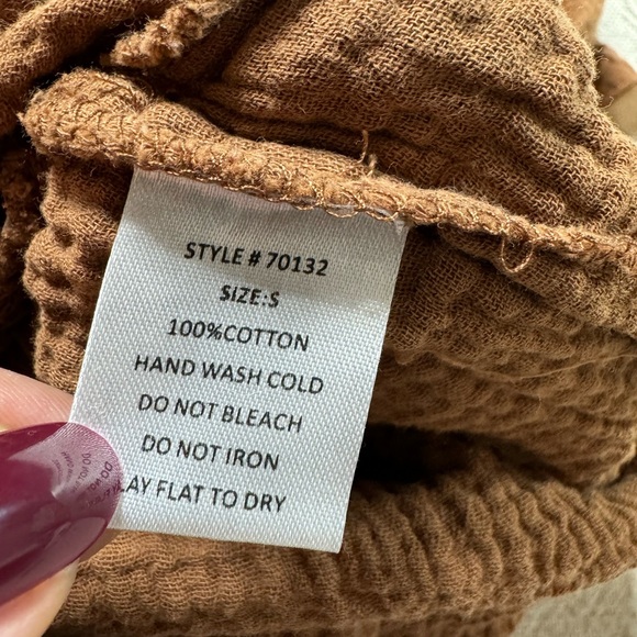 Grade & Gather Cinnamon Brown Gauze Romper S - Picture 9 of 10